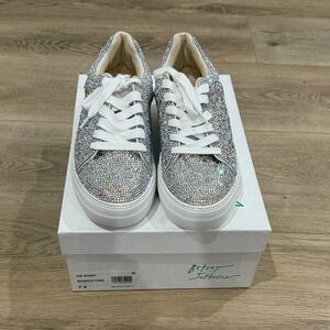 Betsey Johnson Glittering Silver Sneakers